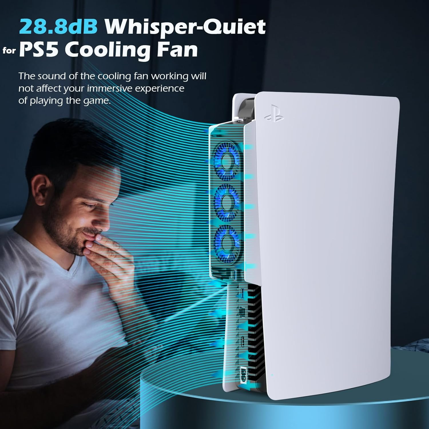 PS5 Cooling Fan with LED Light, Quiet Efficient Gaming Accessory
