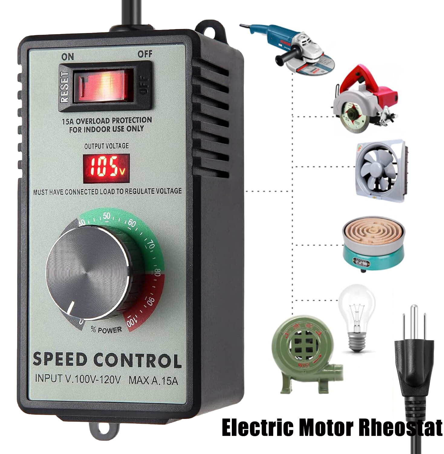 4000W AC Motor Speed Controller 110-120V 15A Voltage Regulator Variable Switch