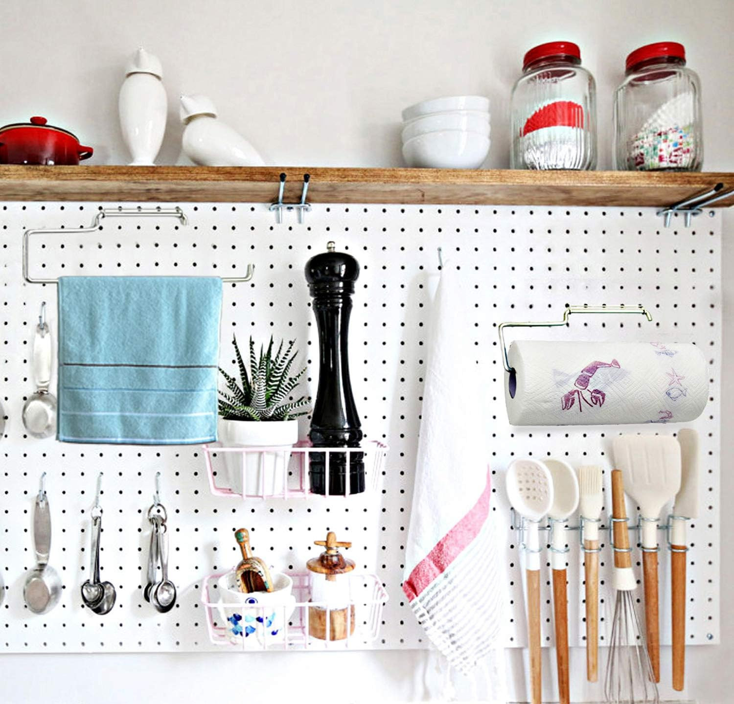 2 Pack Stainless Steel Pegboard Paper Towel Holder | Pegboard Hooks | Pegboard A