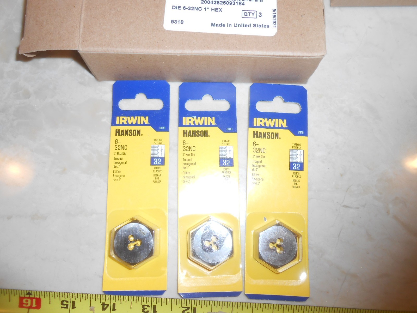 IRWIN Hanson 9318 DIE 6-32NC HEX  Packs of 3 or 6
