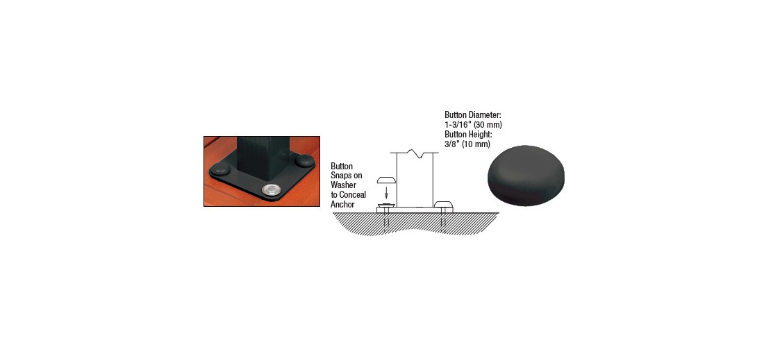 CRL BTN1BL-XCP50 Matte Black Color Match Bolt Cover Buttons - pack of 50
