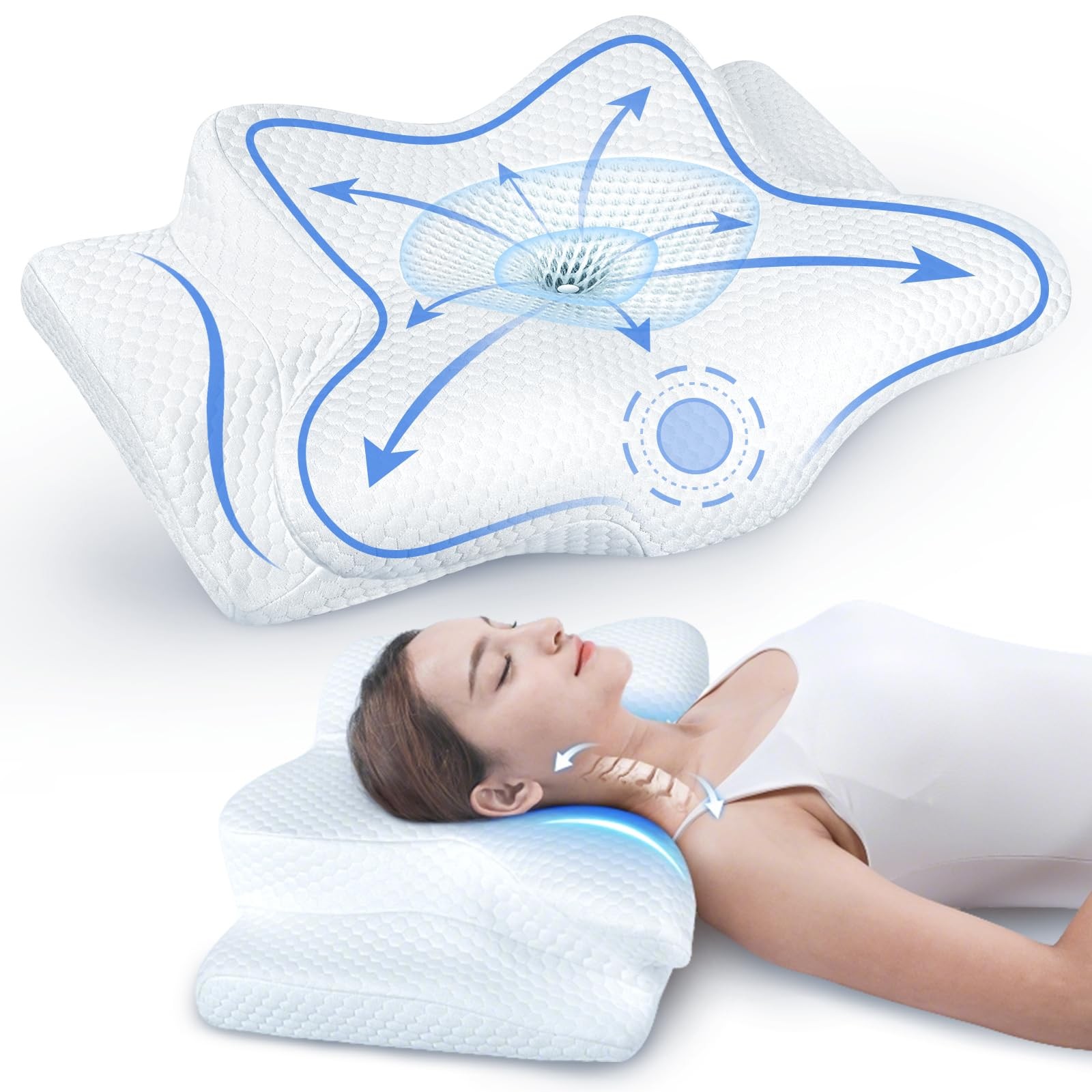 Cozyplayer Ergonomic Cervical Pillow with Contoured Memory Foam, Neck Support...