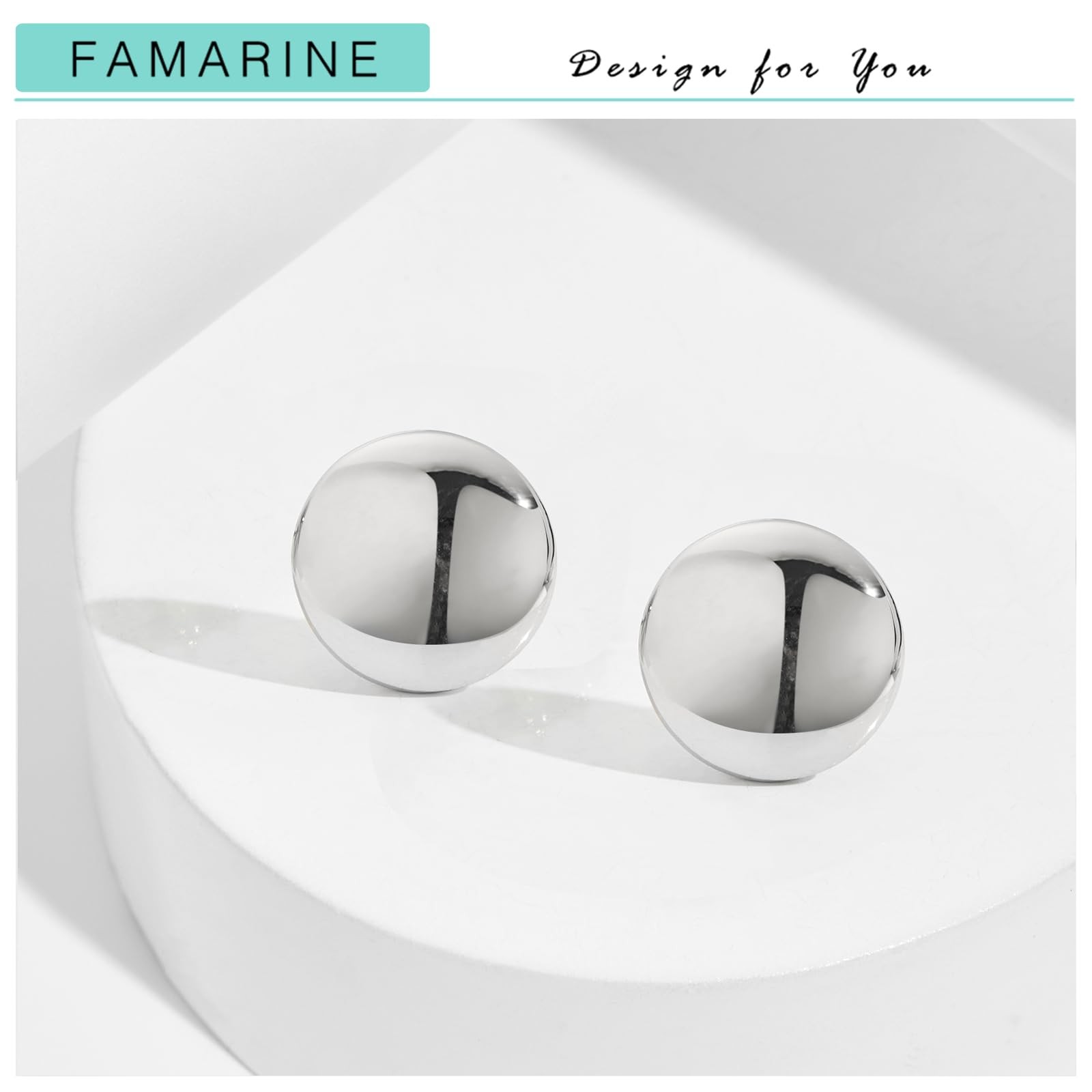 Silver Dot Earrings - 12 MM Flat Round Minimalist Stud Earrings