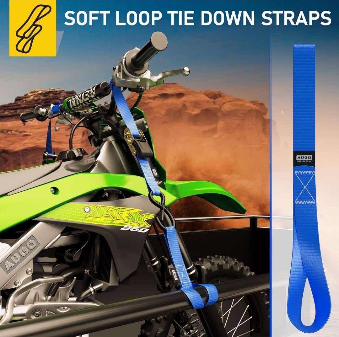 6 Soft Loop Tie Down Straps - 1,500 Load Capacity & 4,500 Lbs Breaking Strength