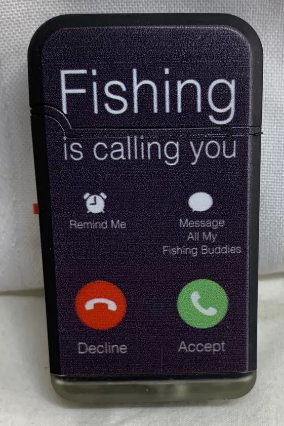 Fishing Is Calling You Black Cigarette Lighter For Parts Or Repair