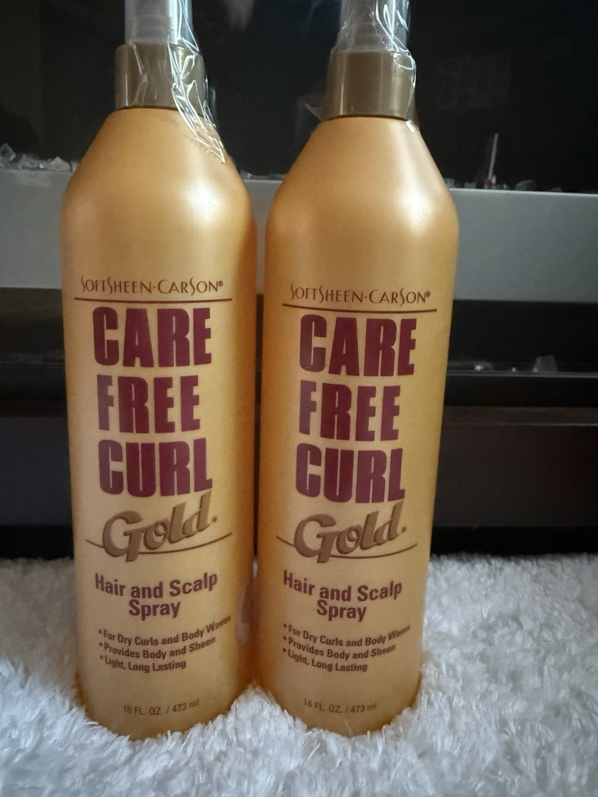 Lot of 2 SoftSheen-Carson Care Free Curl Gold Hair And Scalp Spray, 16 oz