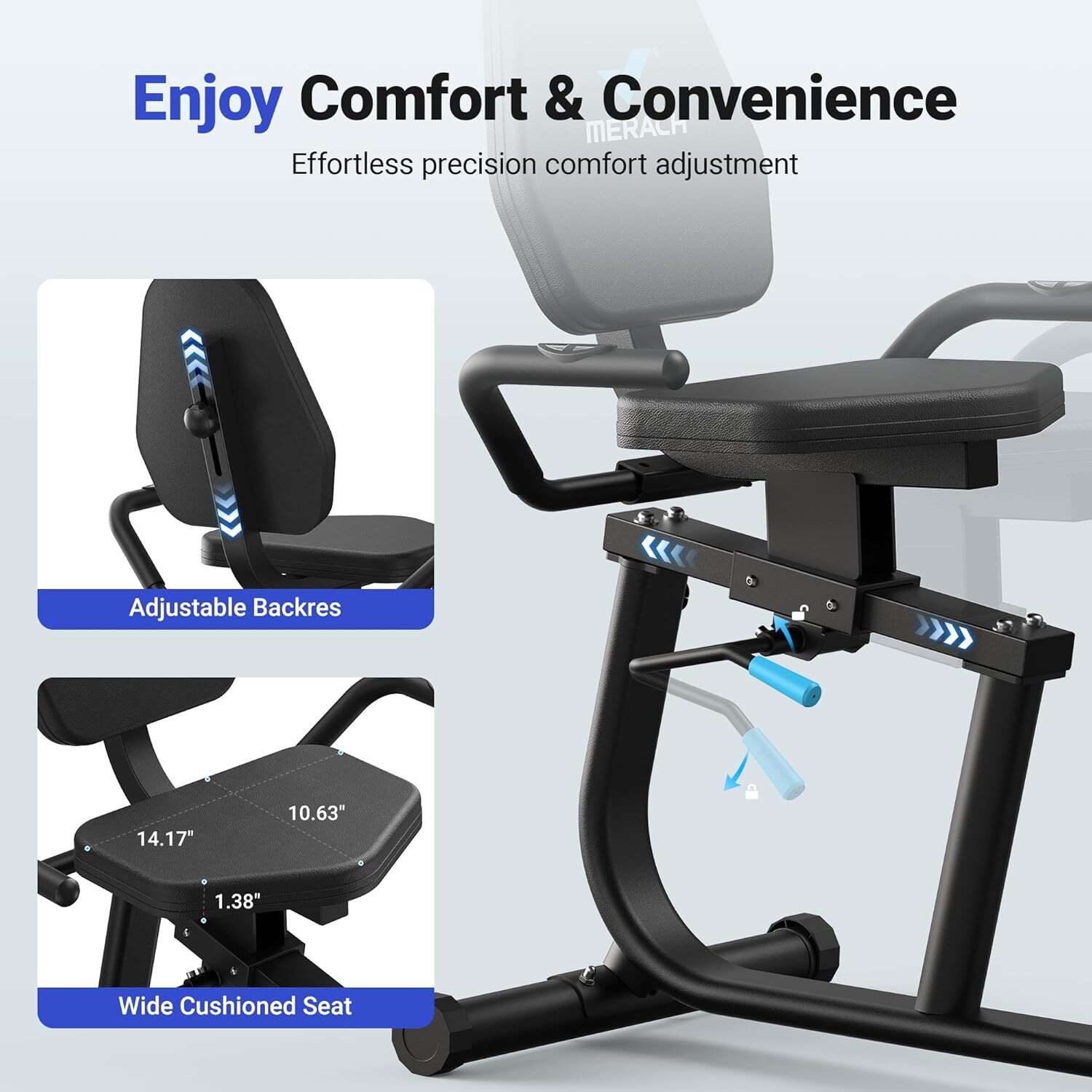 New MERACH S23 Recumbent Exercise Bike Indoor Magnetic Stationary Bike Bluetooth