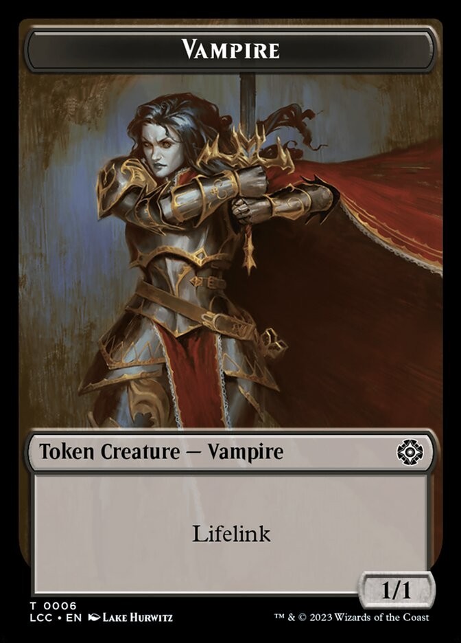 Vampire (Black) Vampire Demon 0006 0015 Double Sided Token LCC MTG Near Mint