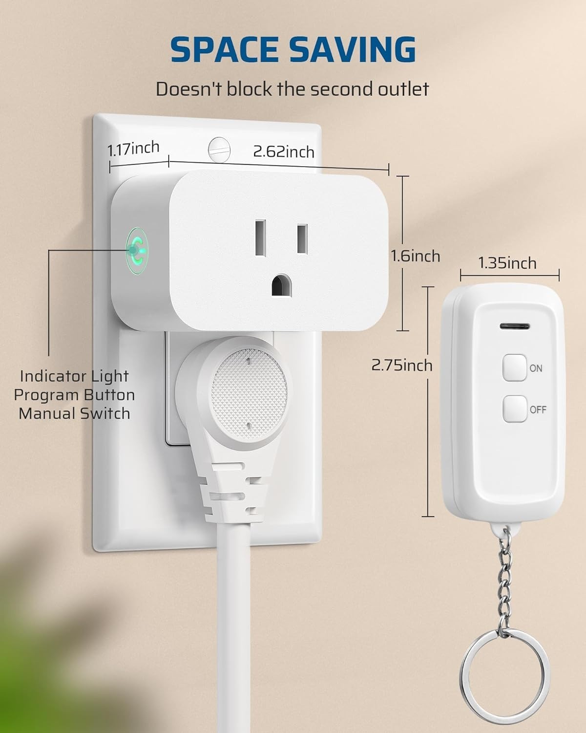 Indoor Remote Control Outlet, Wireless Remote Light Switch, No Interference R...