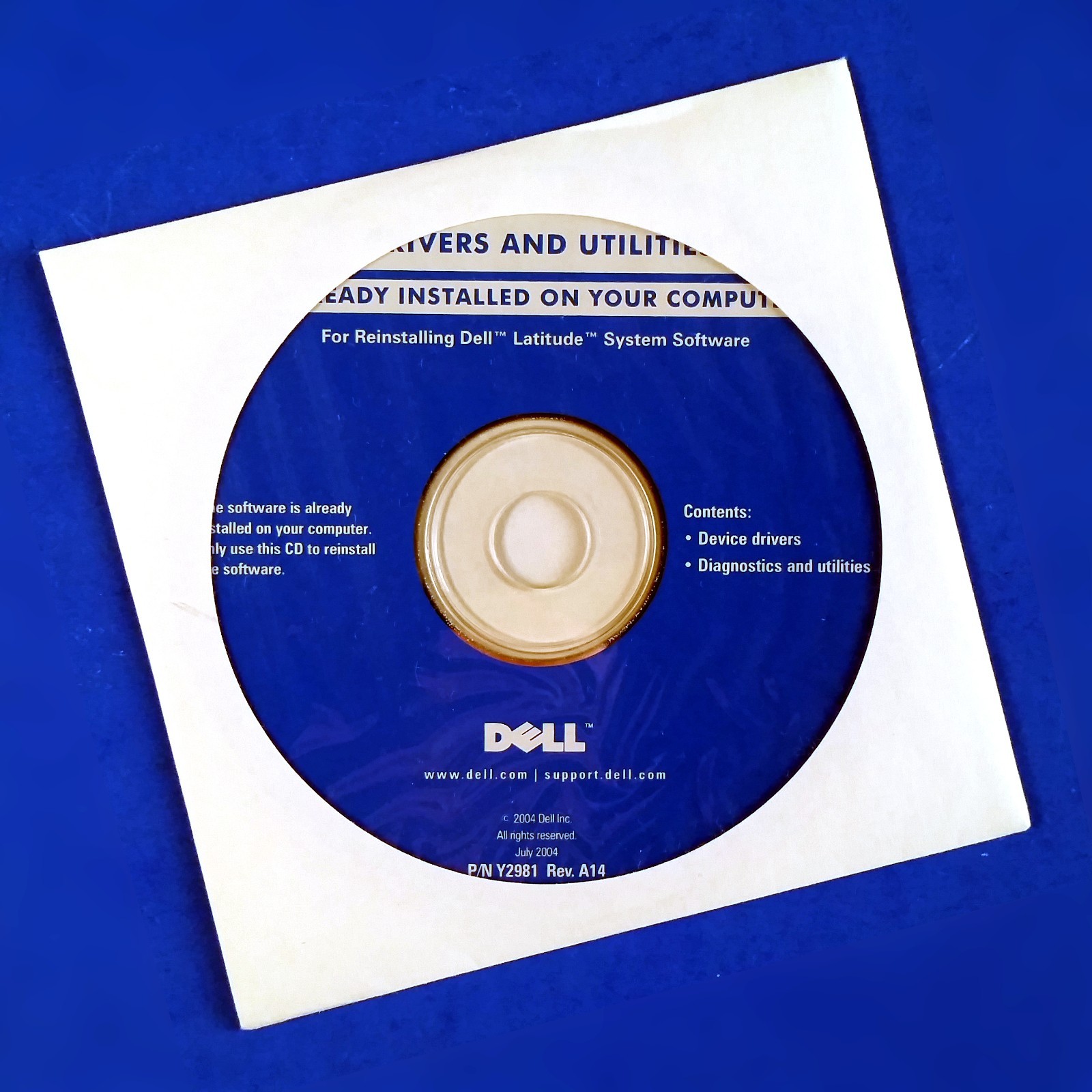 Dell Latitude D600 D800 System Software Reinstallation CD-ROM Drivers Diagnostic