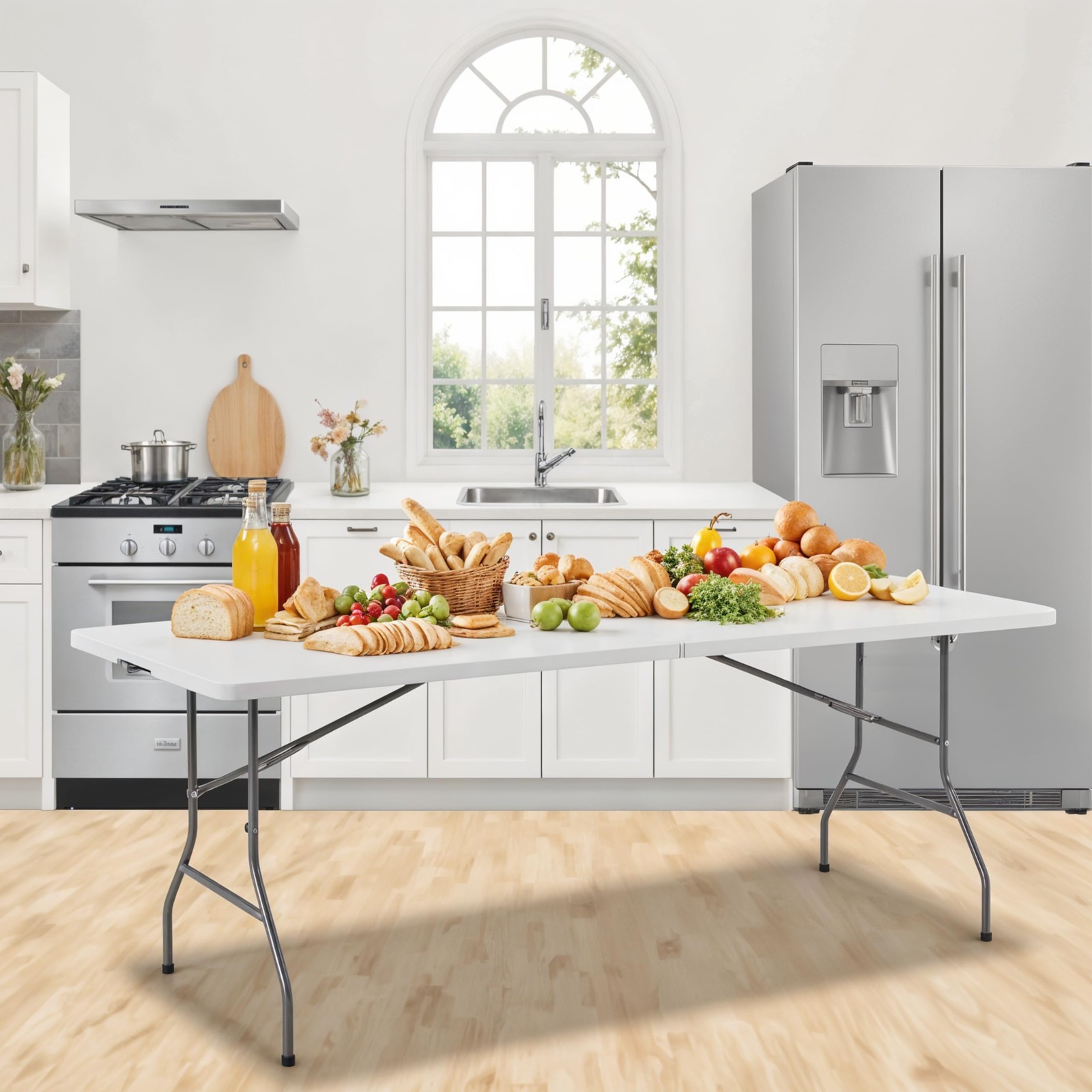6 ft Portable Folding Table with Handles for Camping, Parties & All Occasions