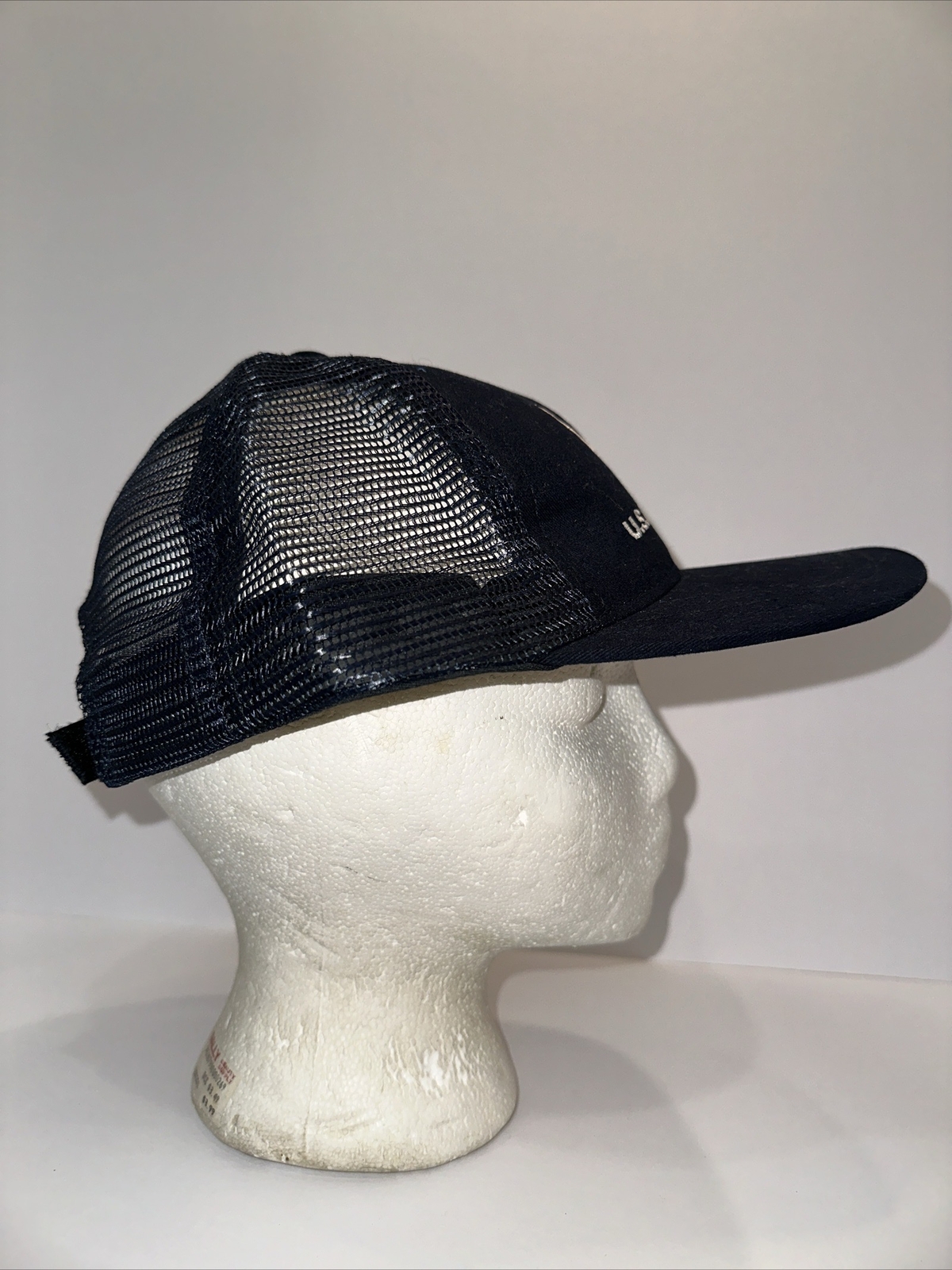 U.S. Air Force White on Navy Blue Fabric Mesh Hat Cap Hook Loop