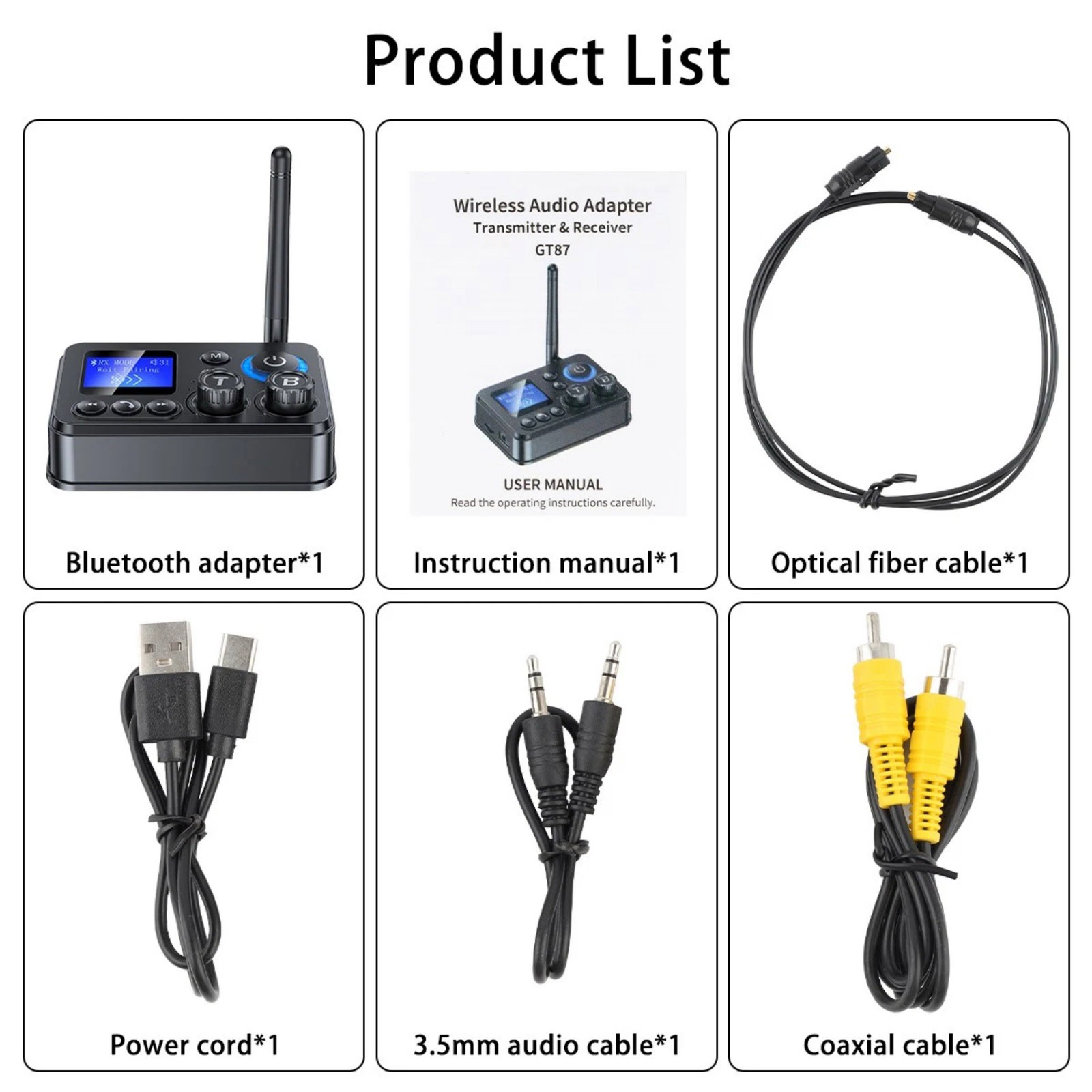 For Bluetooth 5.4 Transmitter Receiver 3.5mm AUX RCA Audio Adapter Replacement