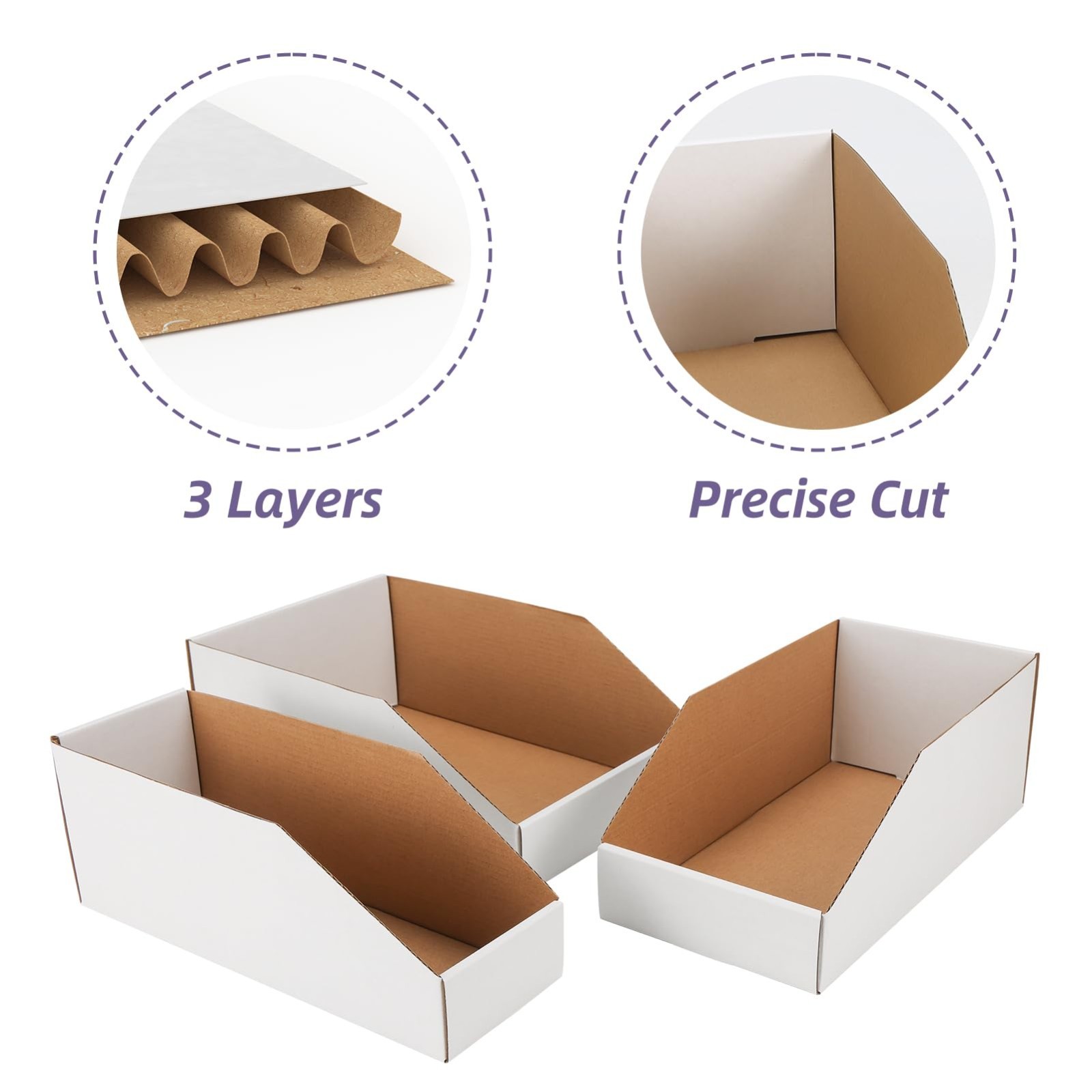 Assorted Cardboard Storage Bins - 35 Pack, Mixed Sizes for Pantry, Office, Garag