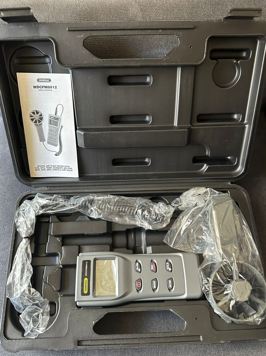 AIRFLOW VOLUME ANEMOMETER-PSYCHROMETER WDCFM8912 GENERAL TOOLS