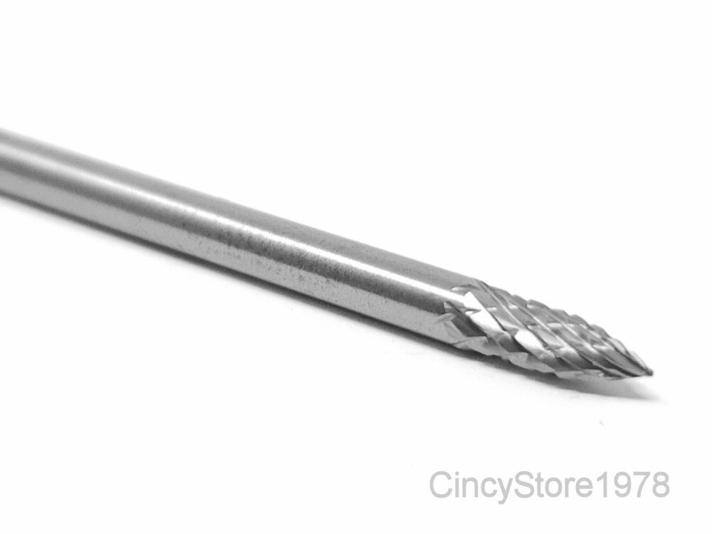 SG41D Tree Shape SOLID Carbide Burr Bur Cutting Tool Die Grinder Bit 1/8"