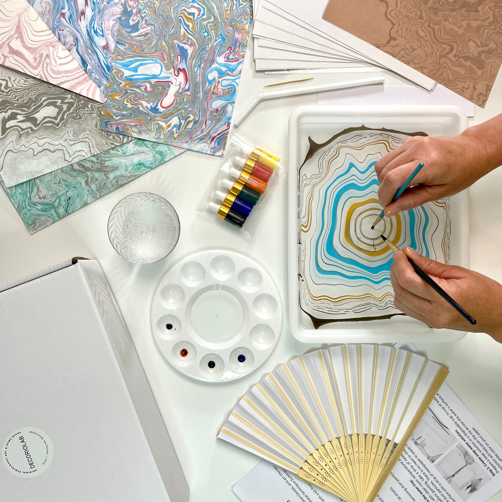 DIY Painting Craft Kit for Adults & Kids, Suminagashi marbling Notebook Set
