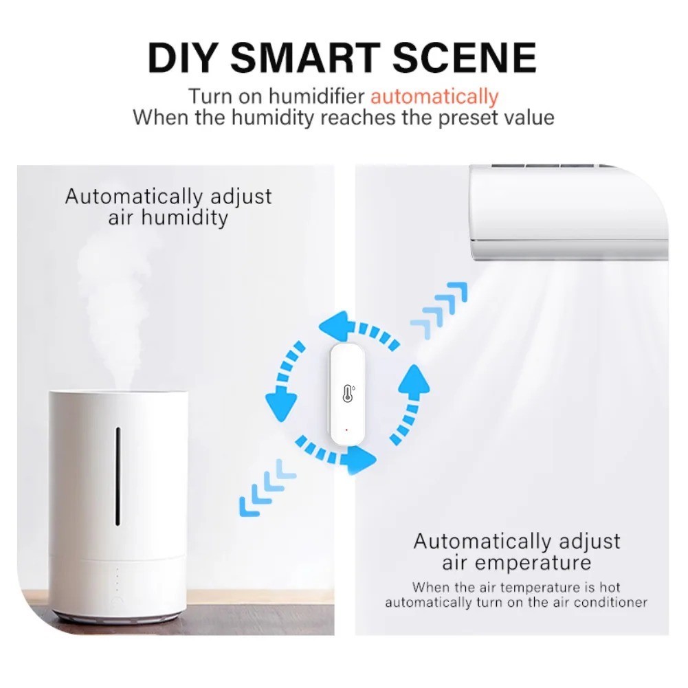 2 Pack WiFi Bluetooth Temp Humidity Sensor - Smart Scene Indoor Alexa Google
