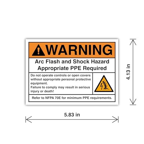 5-Pack Warning Arc Flash & Shock Hazard Signs – 4.13" x 5.83" PPE Required