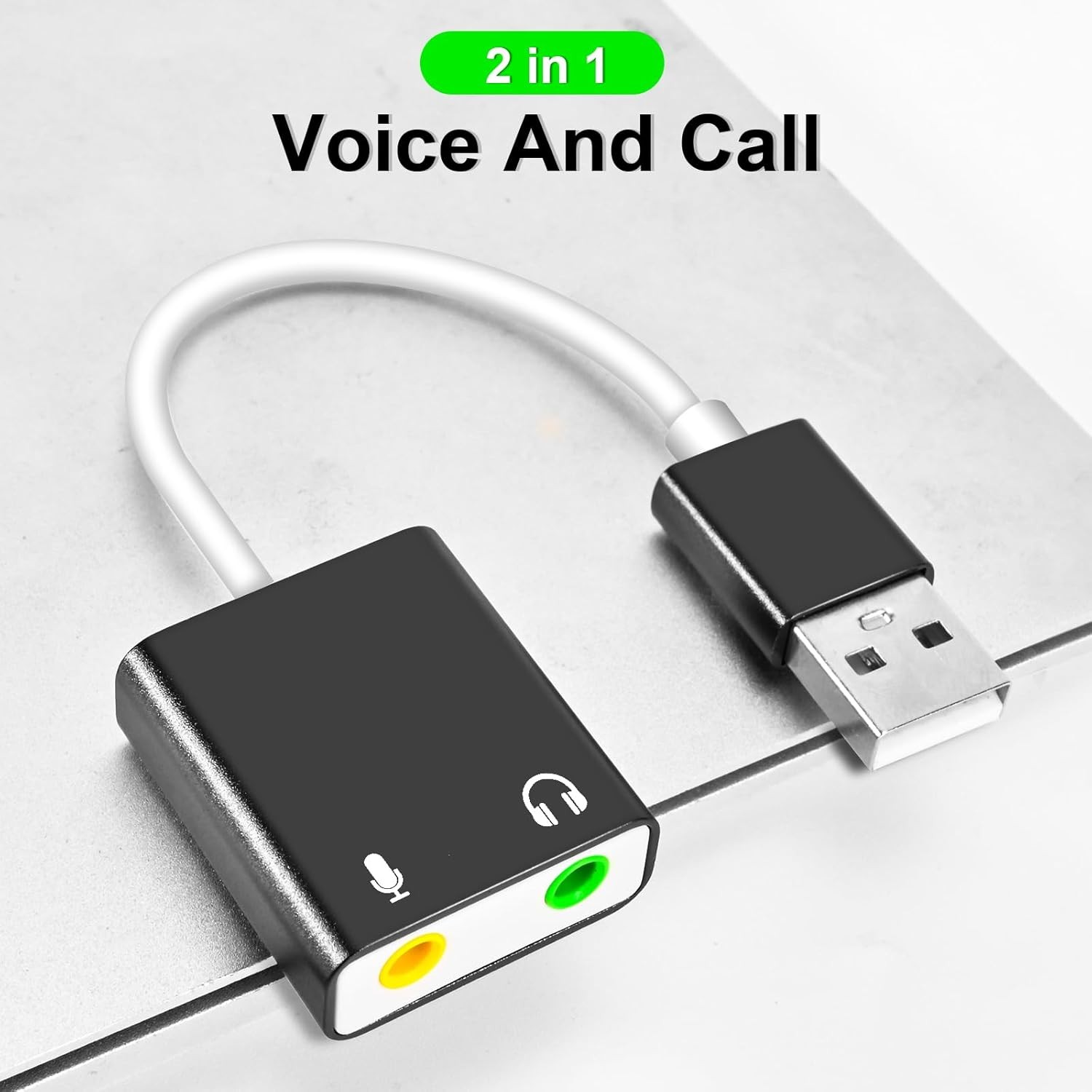 USB Audio Adapter External Sound Card PC 3.5mm
