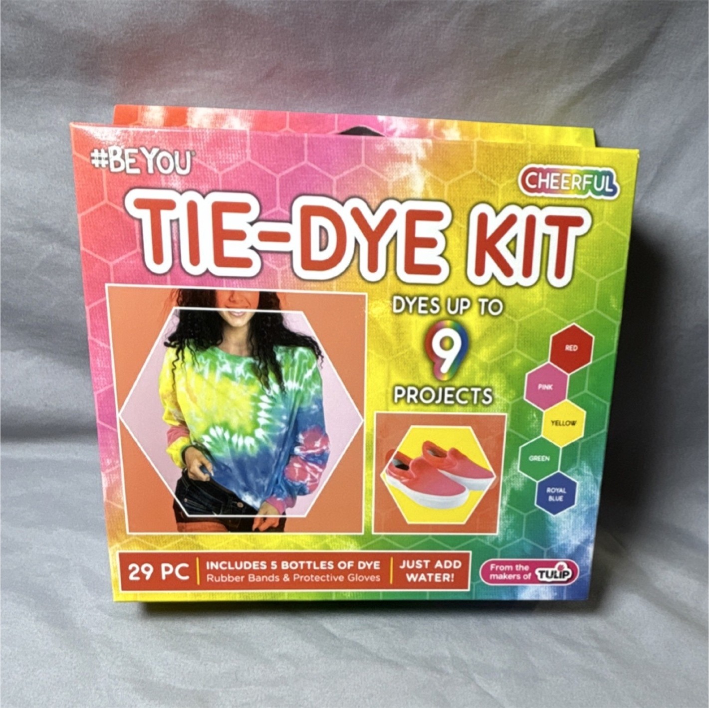 BeYou Tie-Dye Kit 29pc Powder Synthetic Dye for 9 Projects Plant-Based Fibers