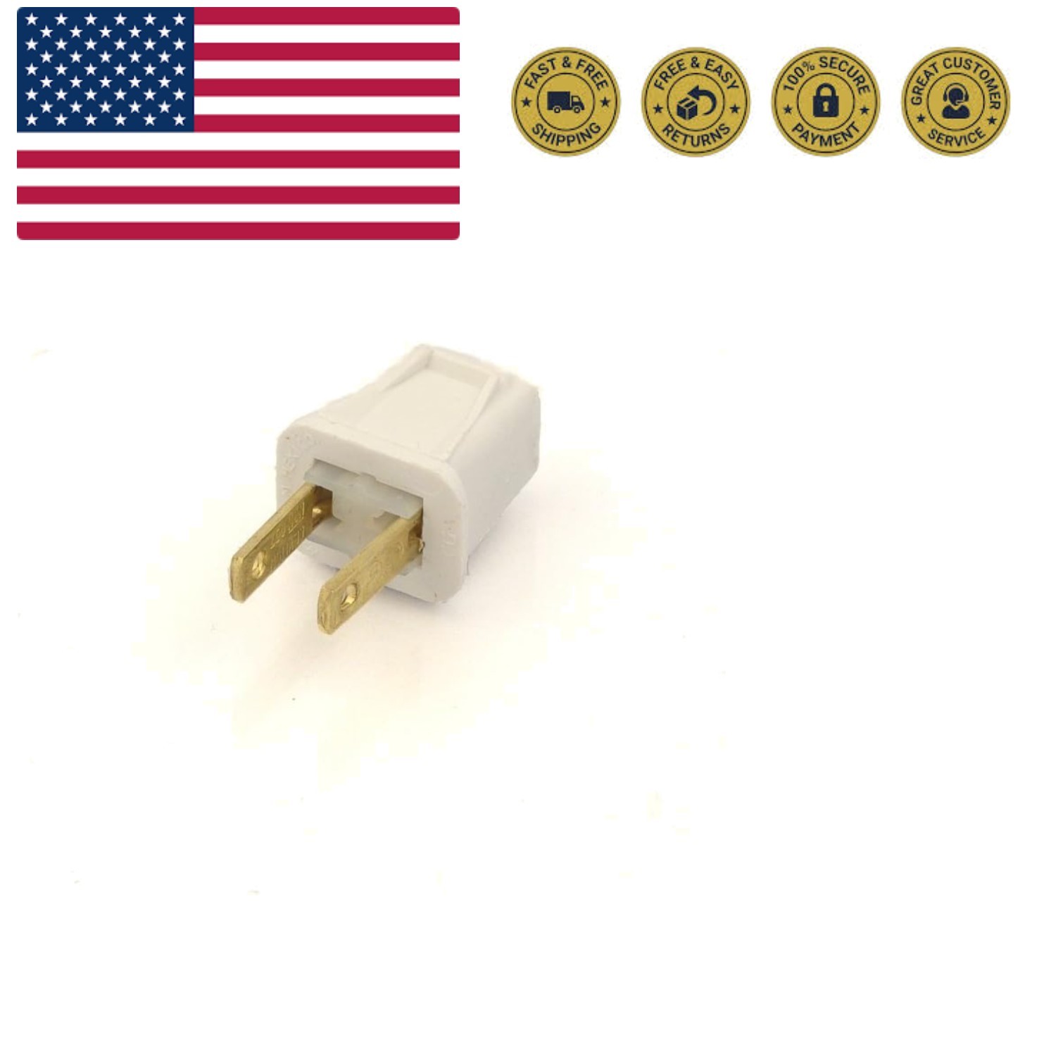 123-7 Non-Polarized Easy Wire Plug, 125 V, 10 A, 2 P, 2 W, No Size, White