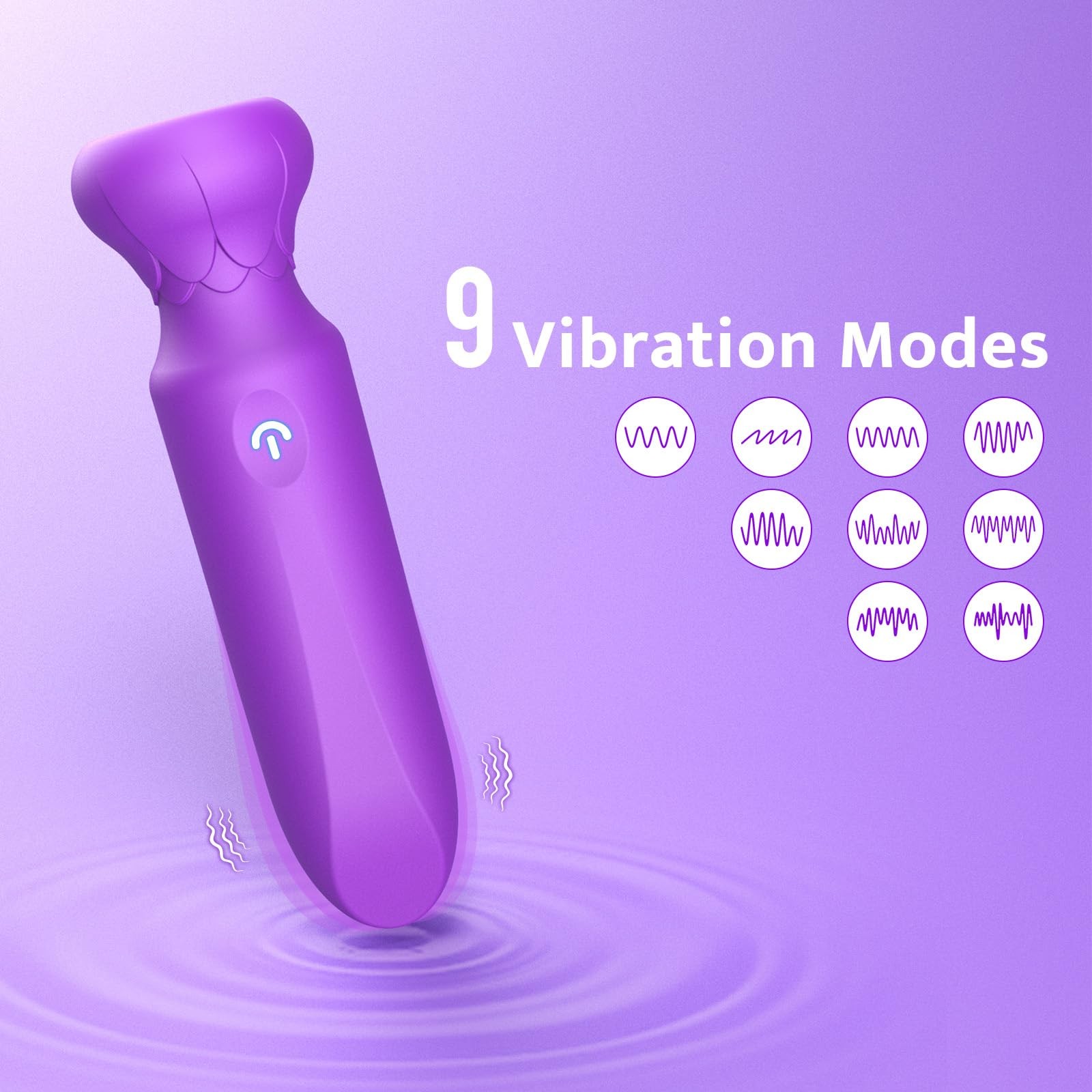 Mini Bullet Vibrator, 9Speed Clitoral Stimulator, Rechargeable, Purple
