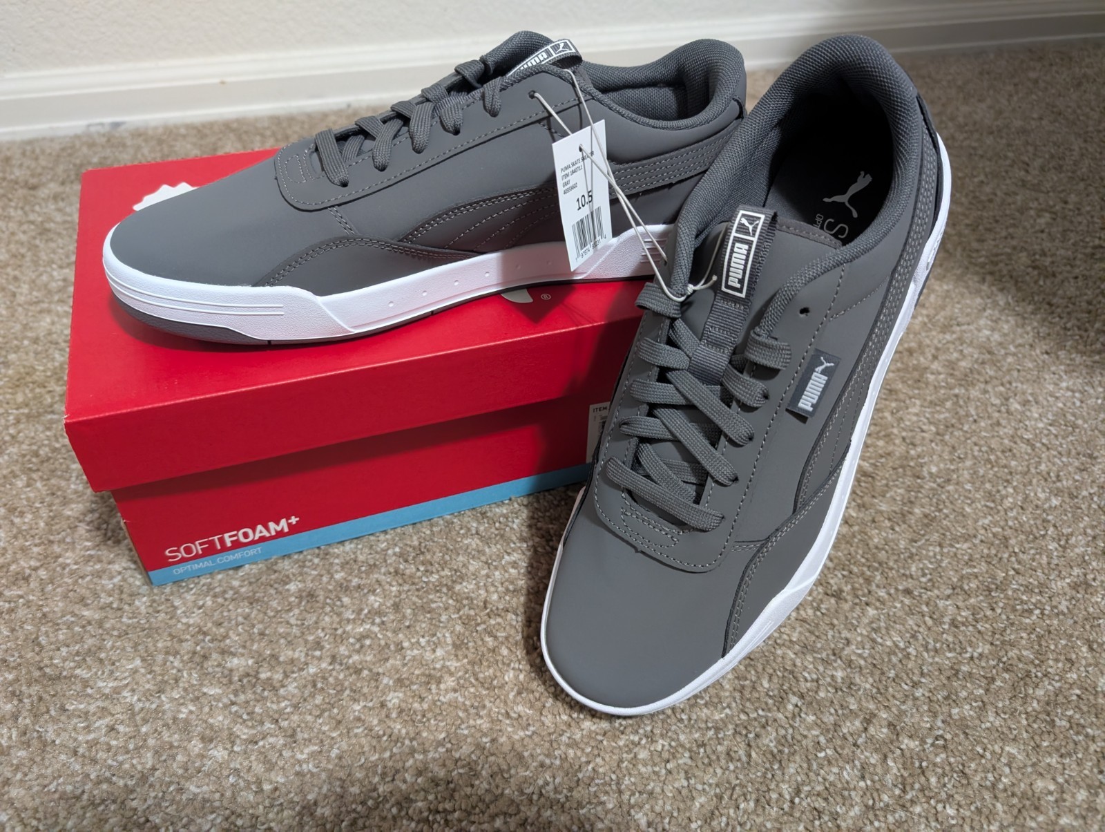 PUMA Men's Skate Sneaker C Buck SoftFoam+ Dark Grey Leather