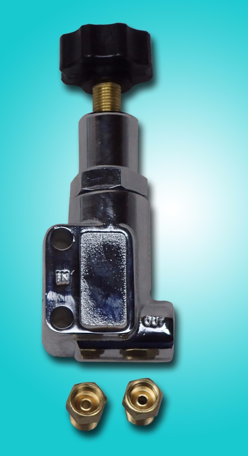 inline adjustable proportioning valve for disc brakes 1 inlet 1 outlet chrome