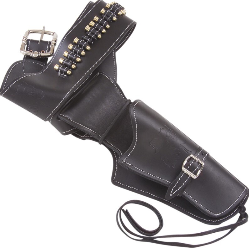 Western Single Rig Fast Draw Leather Holster with Dummy Bullets for M1873 guns