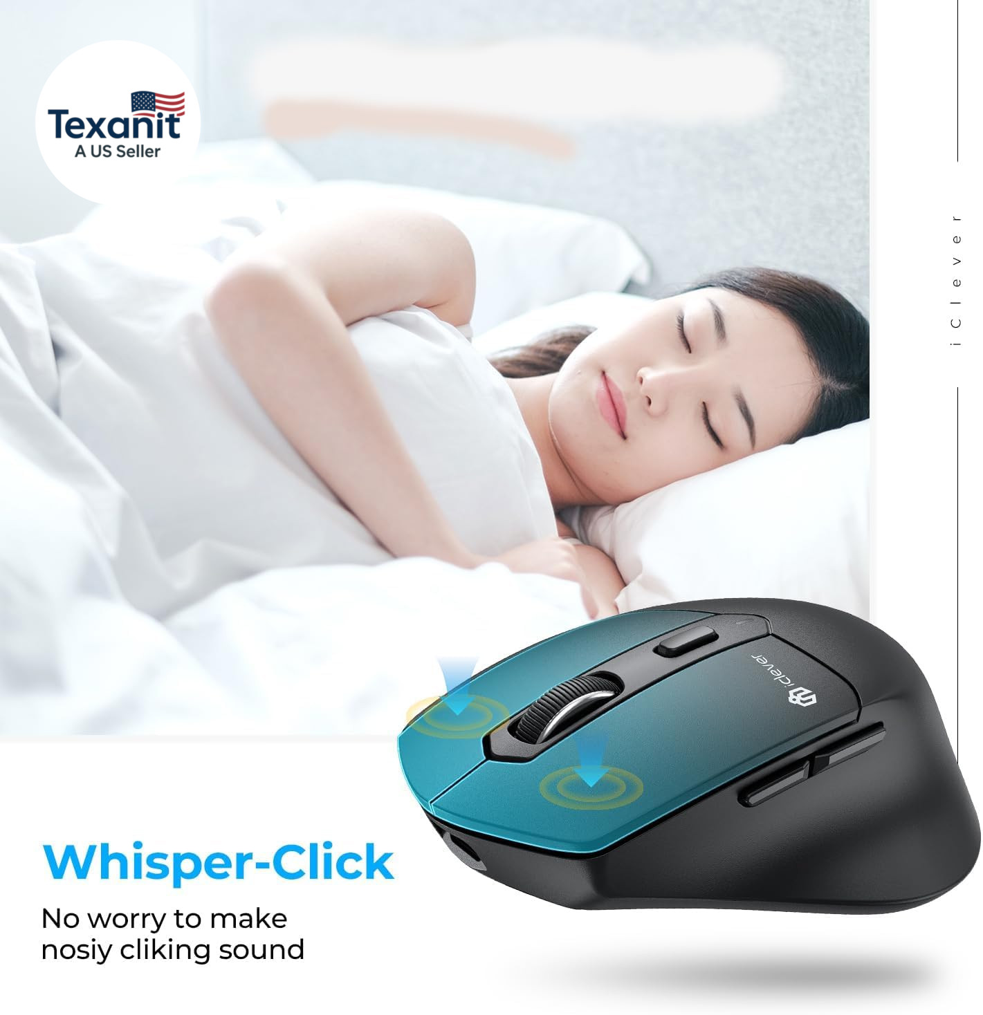 MD360 Ergonomic Bluetooth Mouse with Mouse Jiggler, Wireless Rechargeable Mouse