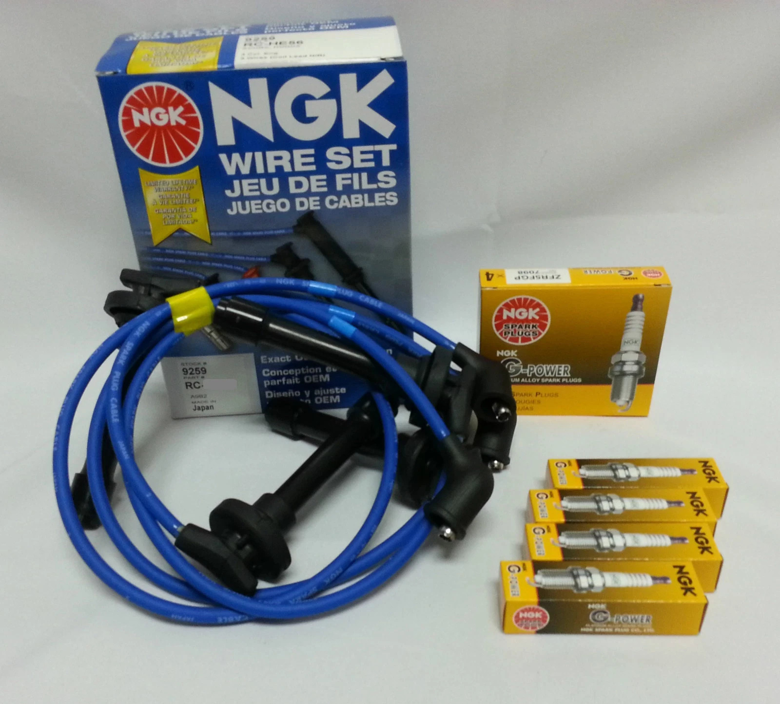 FOR HONDA PRELUDE H22 Wires-HE65 Japan Blue OEM W/ NGK Platinum Plugs-ZFR5FGP