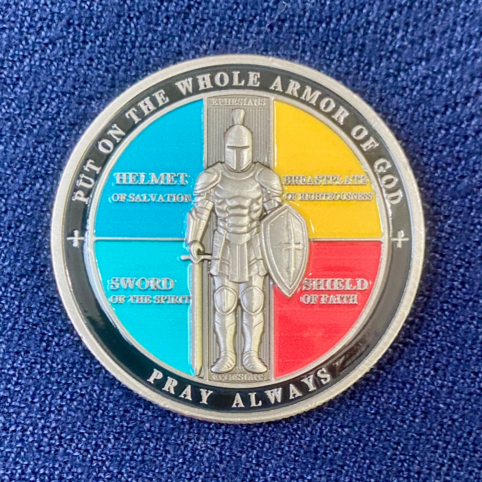 Whole Armor of God Challenge Coin Ephesians 6:11-18 Knight Christian Valor Medal