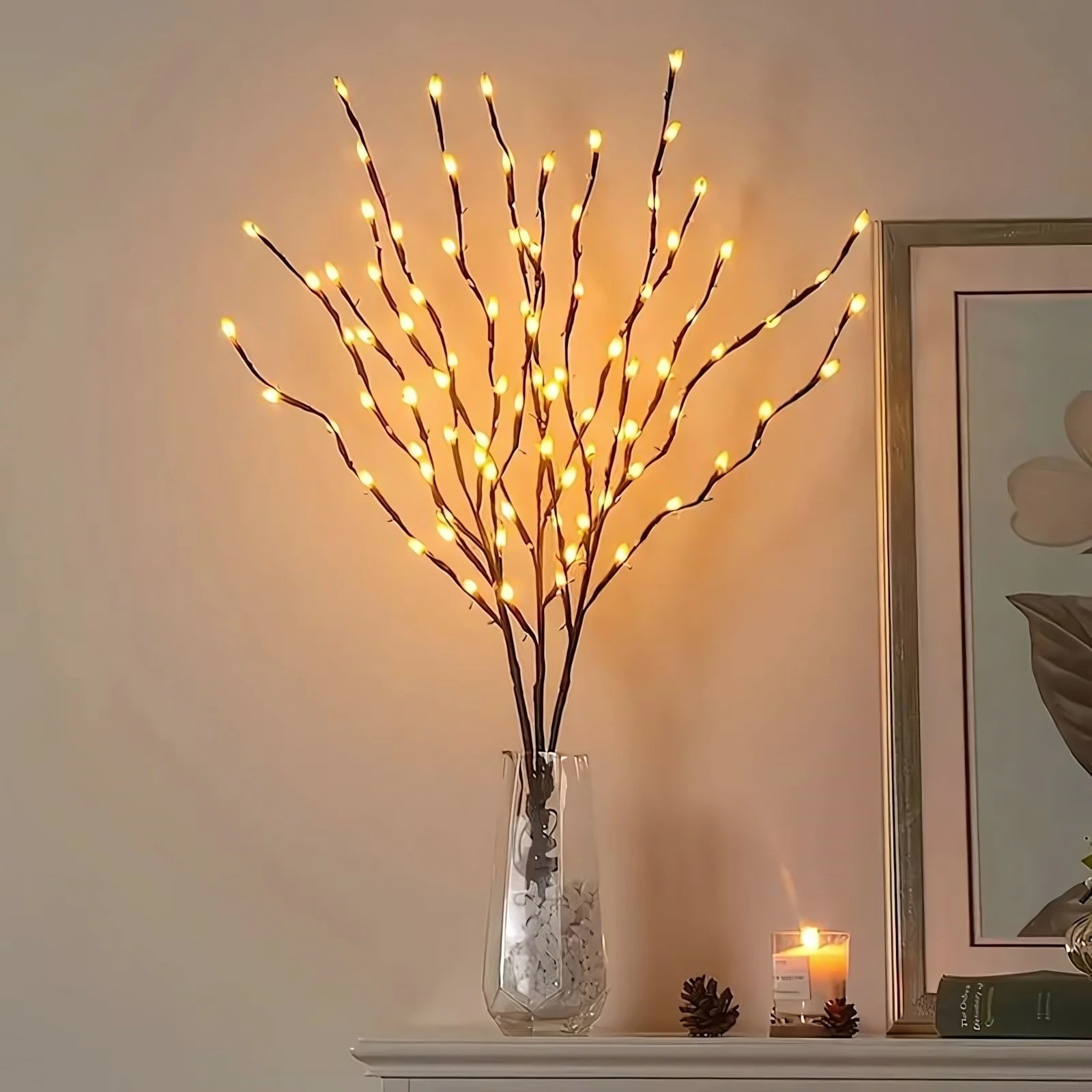 20 LED Xmas Branch Floral Lights Lamp Merry Christmas Tree Decorations