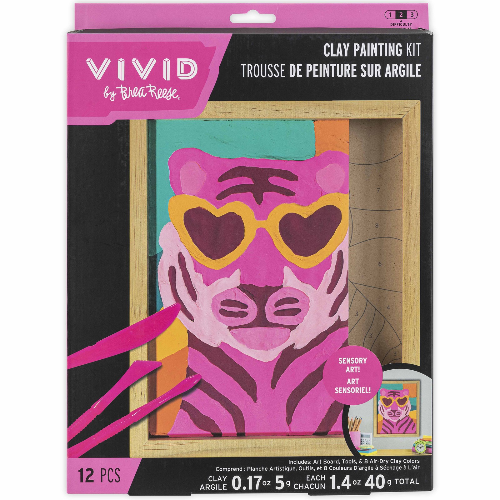 Vivid by Brea Reese: Clay Painting Art Kit, Wild Tiger, DIY Clay-By-Number