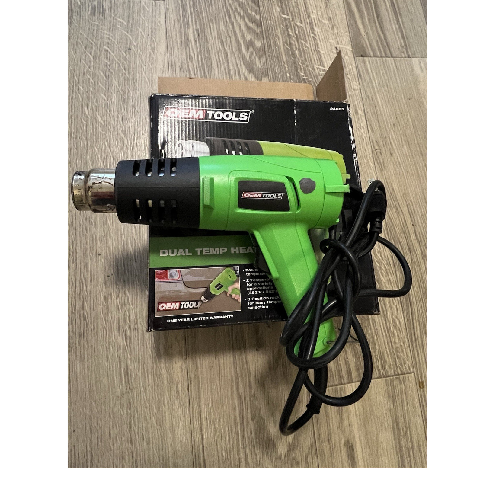 OEM Tools Dual Temp Heat Gun 24665, 482–842°F, Green, Corded Electric