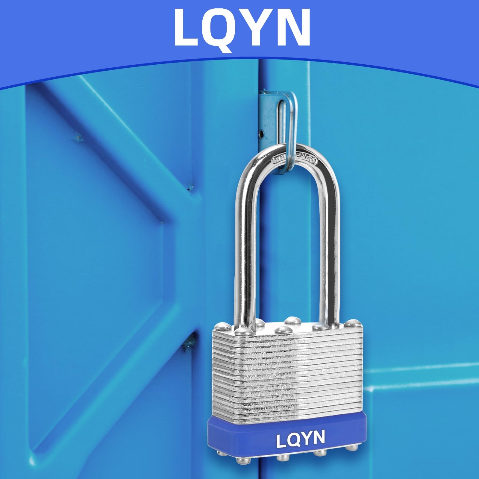 Padlocks with Same Key, LQYN 12 Pcs Laminated Keyed 12 Pack Blue, blue silver