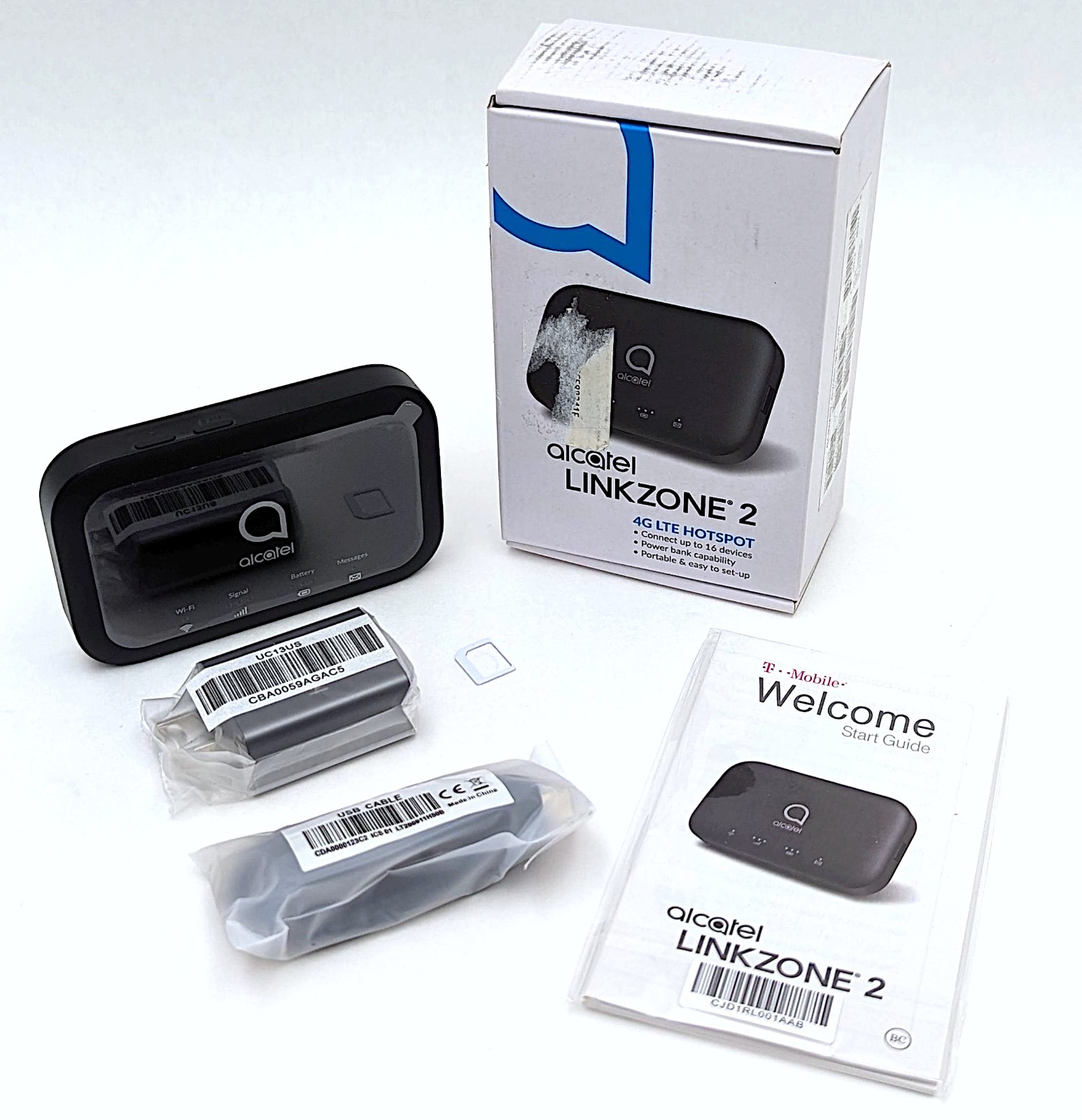 Alcatel LINKZONE 2 MW41TM T-Mobile 4G LTE Mobile MiFi Hotspot WiFi Modem - NOB