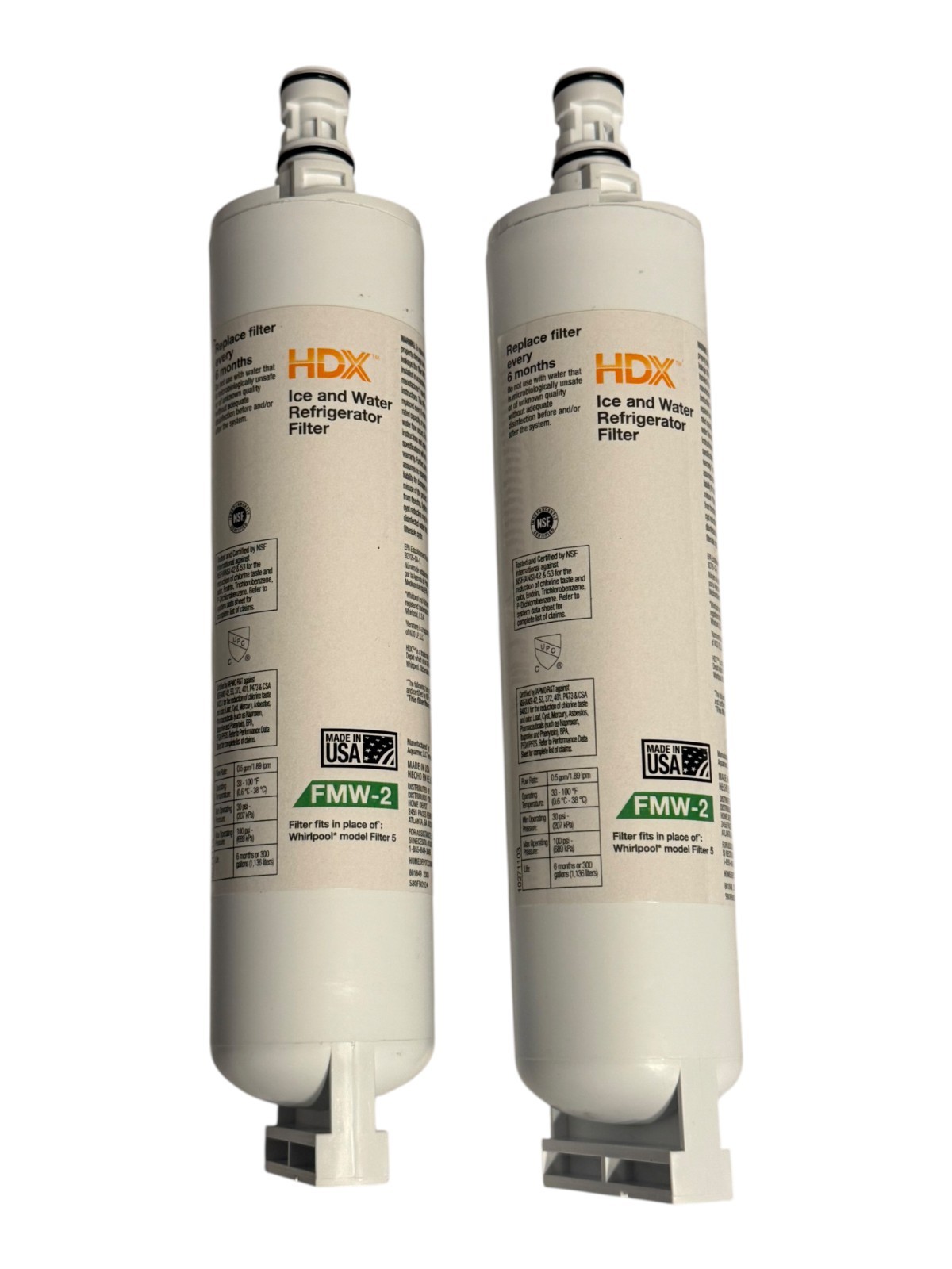 HDX Refrigerator FMW-2 Replacement (2-Pack) Water Filters For Whirlpool Filter 5
