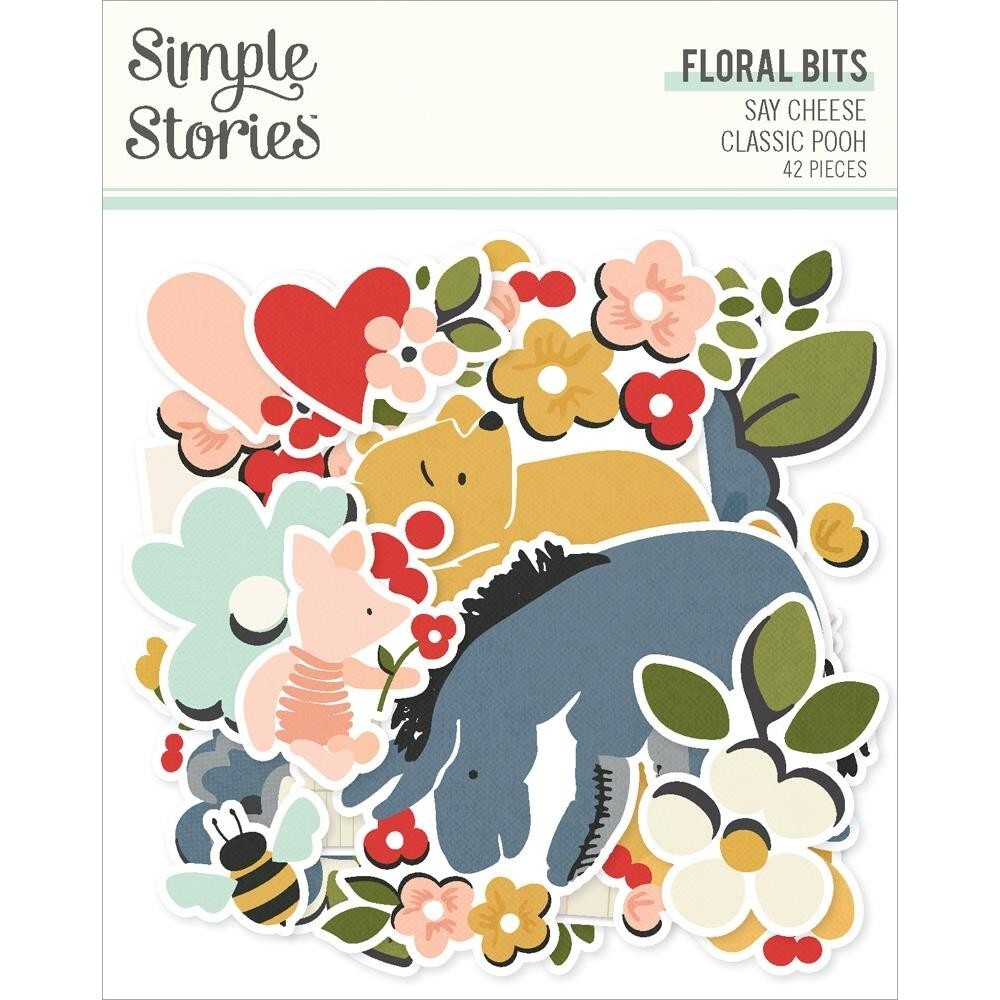 SS Floral Bits Say Cheese Classic Pooh Piglet Eeyore Bees Flowers Hearts