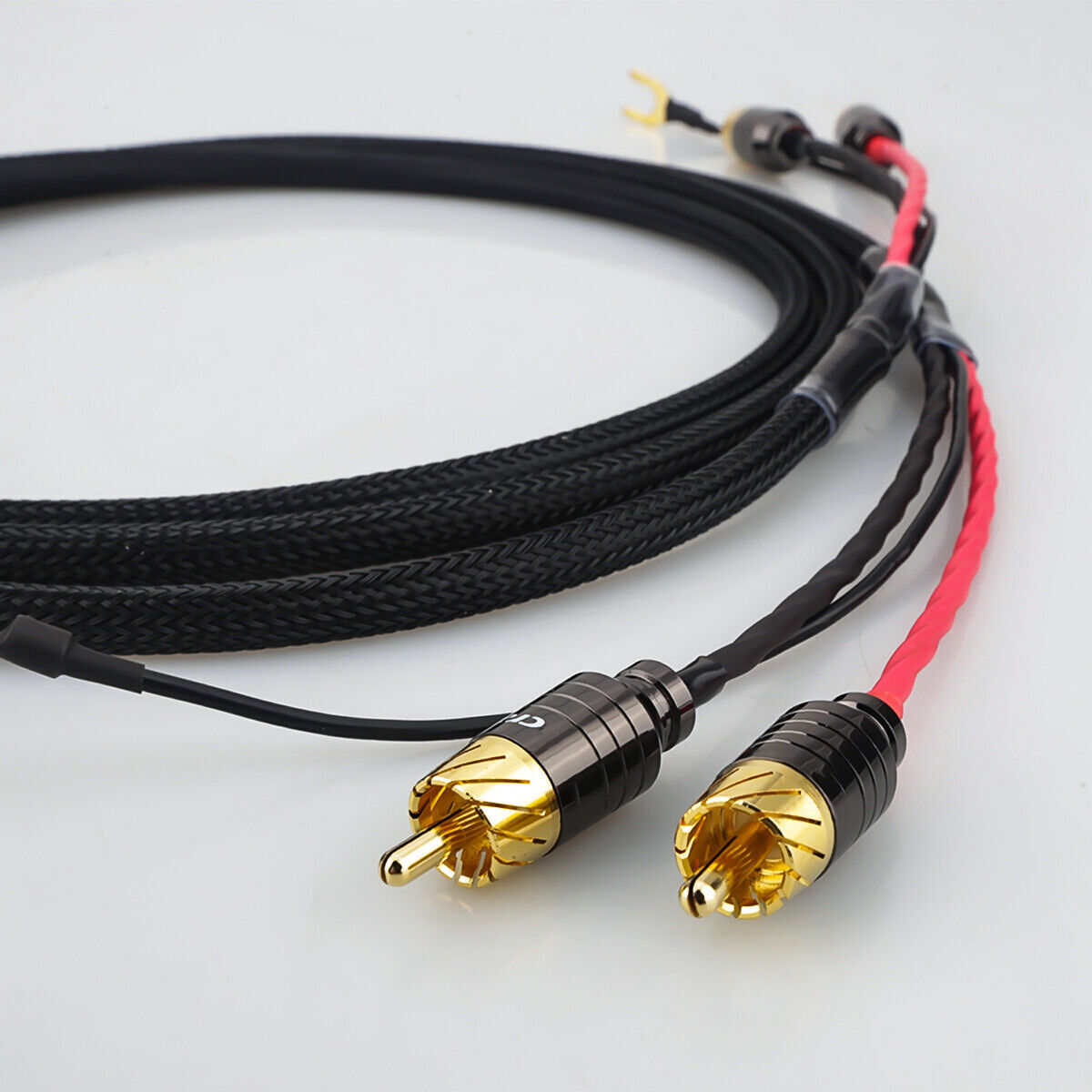 HiFi Turntable OCC Signal Interconnect RCA Cable Cord with Y Plug Ground Wire