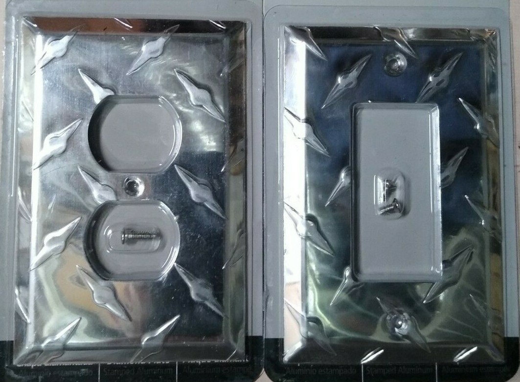 Polished Chrome Garage Diamond SwitchPlate Wall Plate Cover Outlet Toggle Rocker