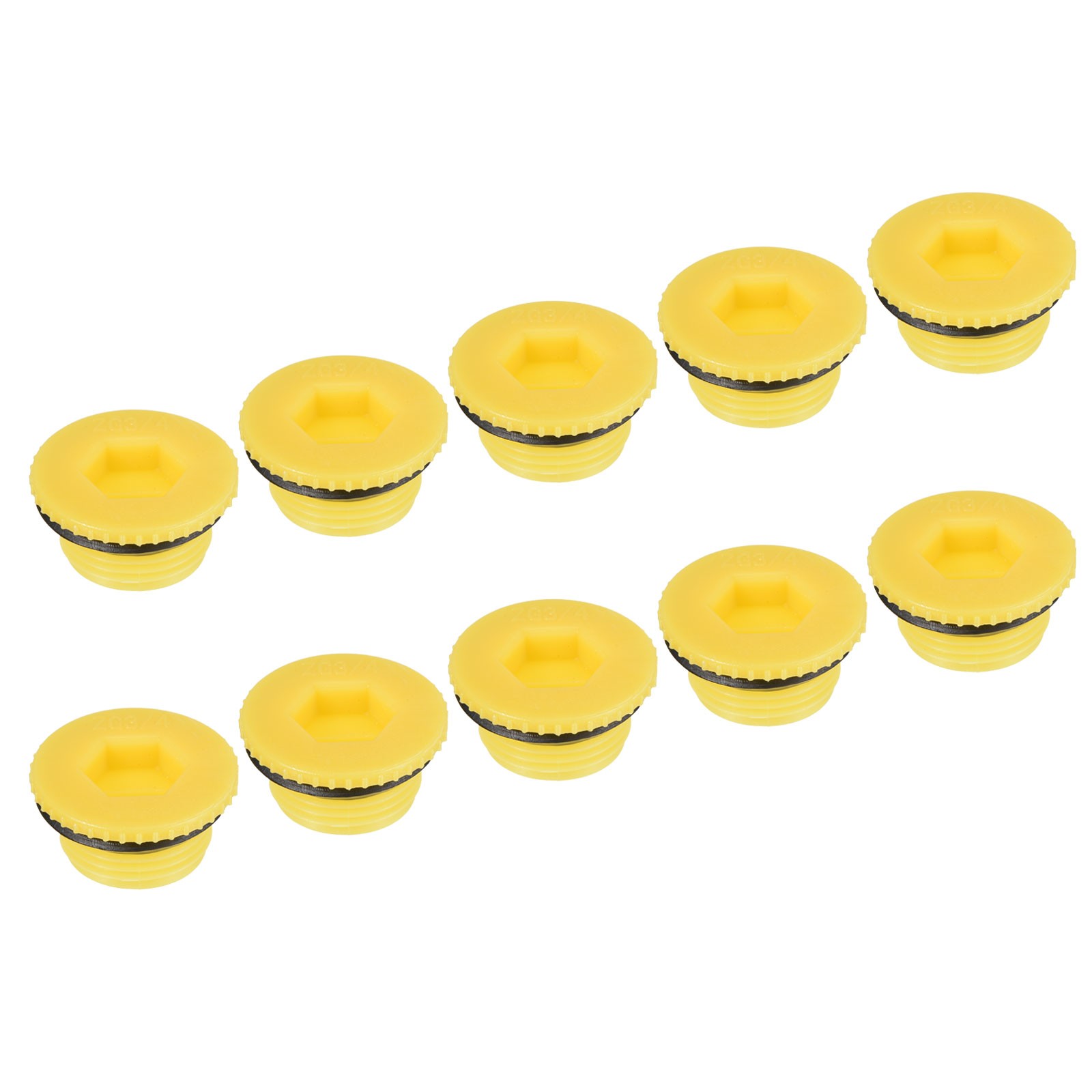 10pcs 3/4PT Hold Plugs Plastic Male Thread Hex Socket Sealing End Cap, Yellow
