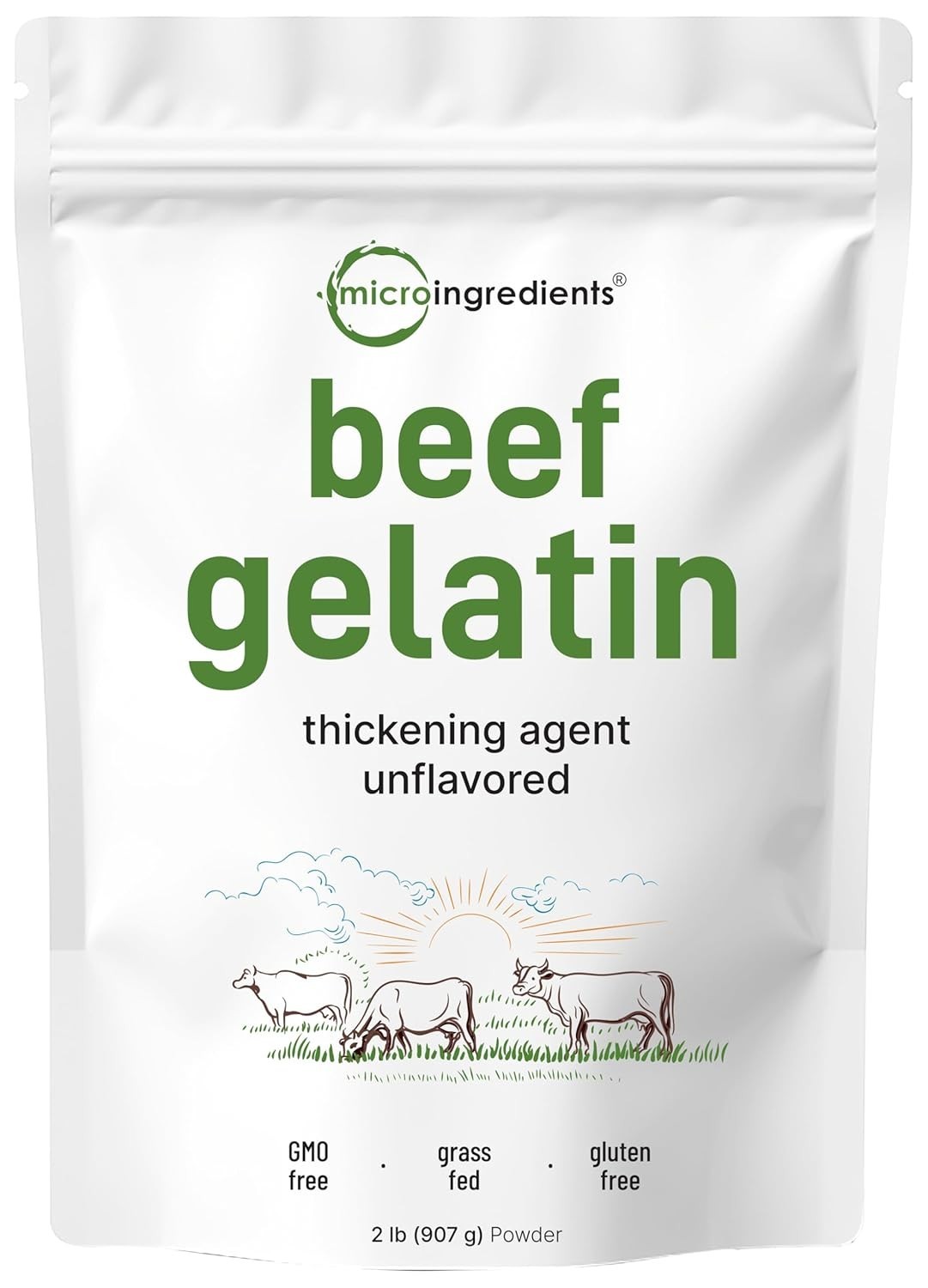 Beef Gelatin Powder, 2lb (32oz) | Premium Source from Grass-Fed & Pasture Raised