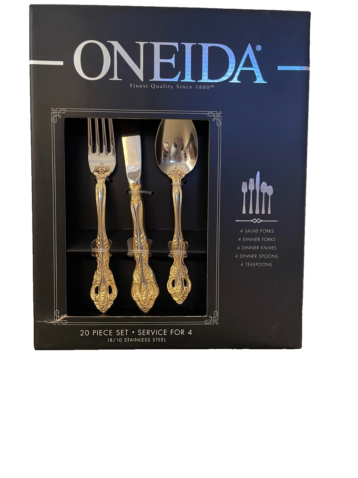 NIB ONEIDA 20-PC GOLDEN MICHELANGELO FLATWARE - SERVICE FOR 4 - BRAND NEW!