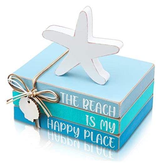4 Pcs Beach Table Decoration Wooden Summer Starfish Centerpiece Starfish Shell