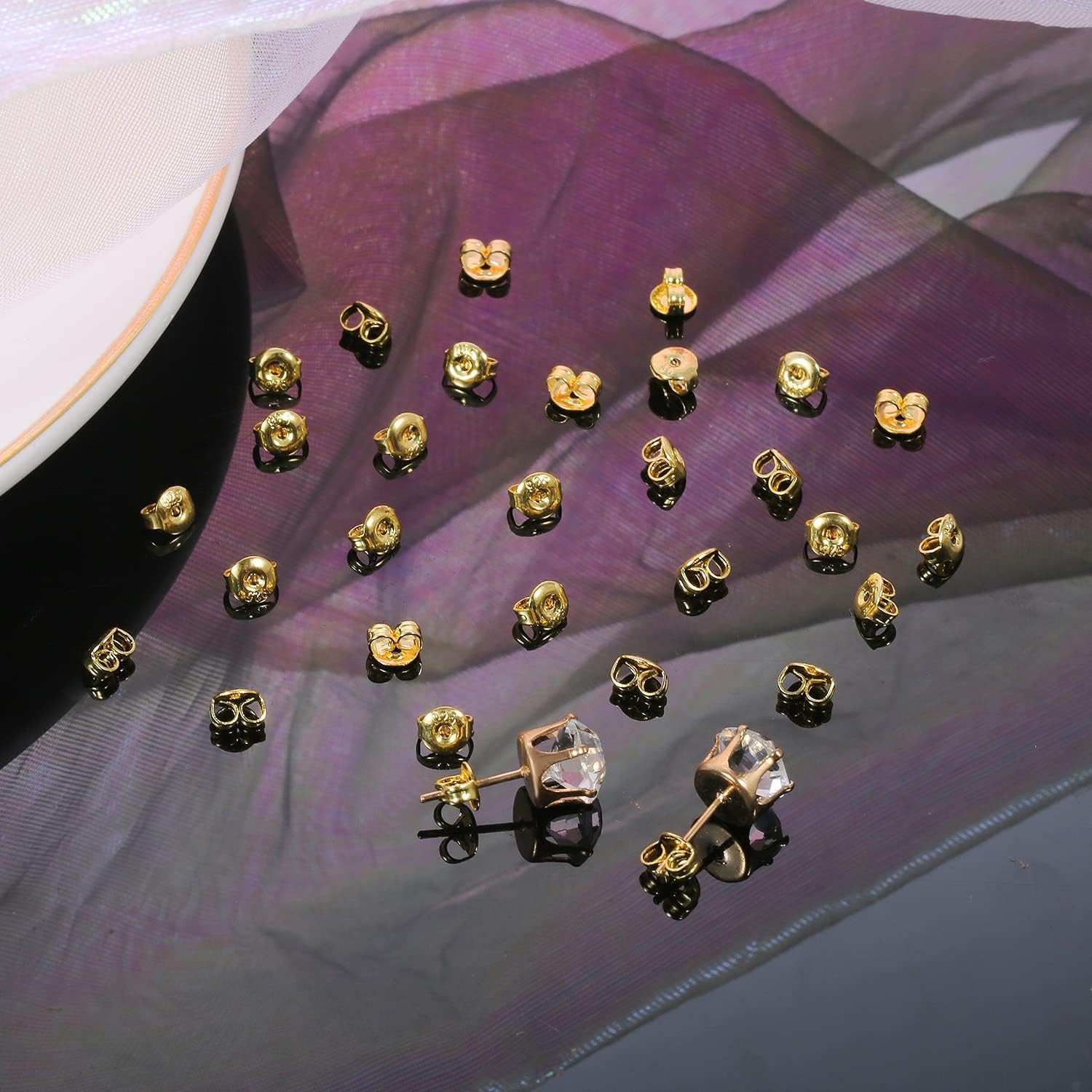 30Pcs Earring Backs for Studs, 18K Gold Butterfly Shape Ear Backings Replacement