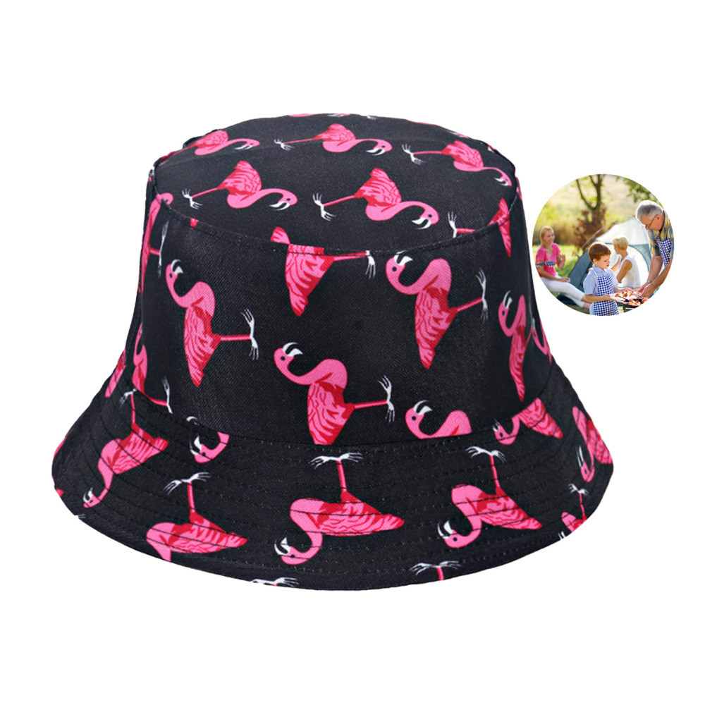 Women Men Reversible Hawaii Tropical Flamingos Bucket Hat Fisherman Sun BeachCap