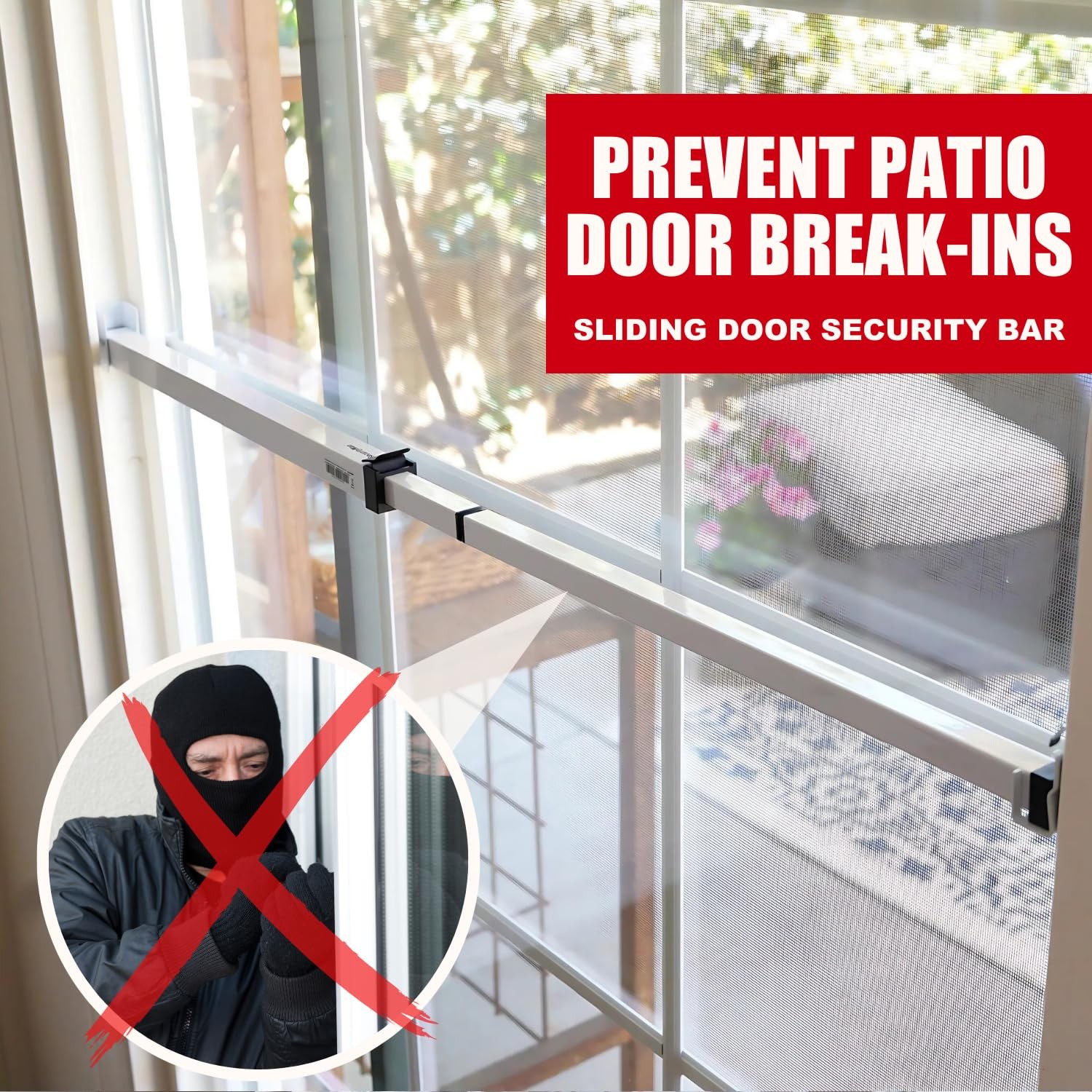 SECURITYMAN Sliding Door Security Bar-Child Proof One Size", White
