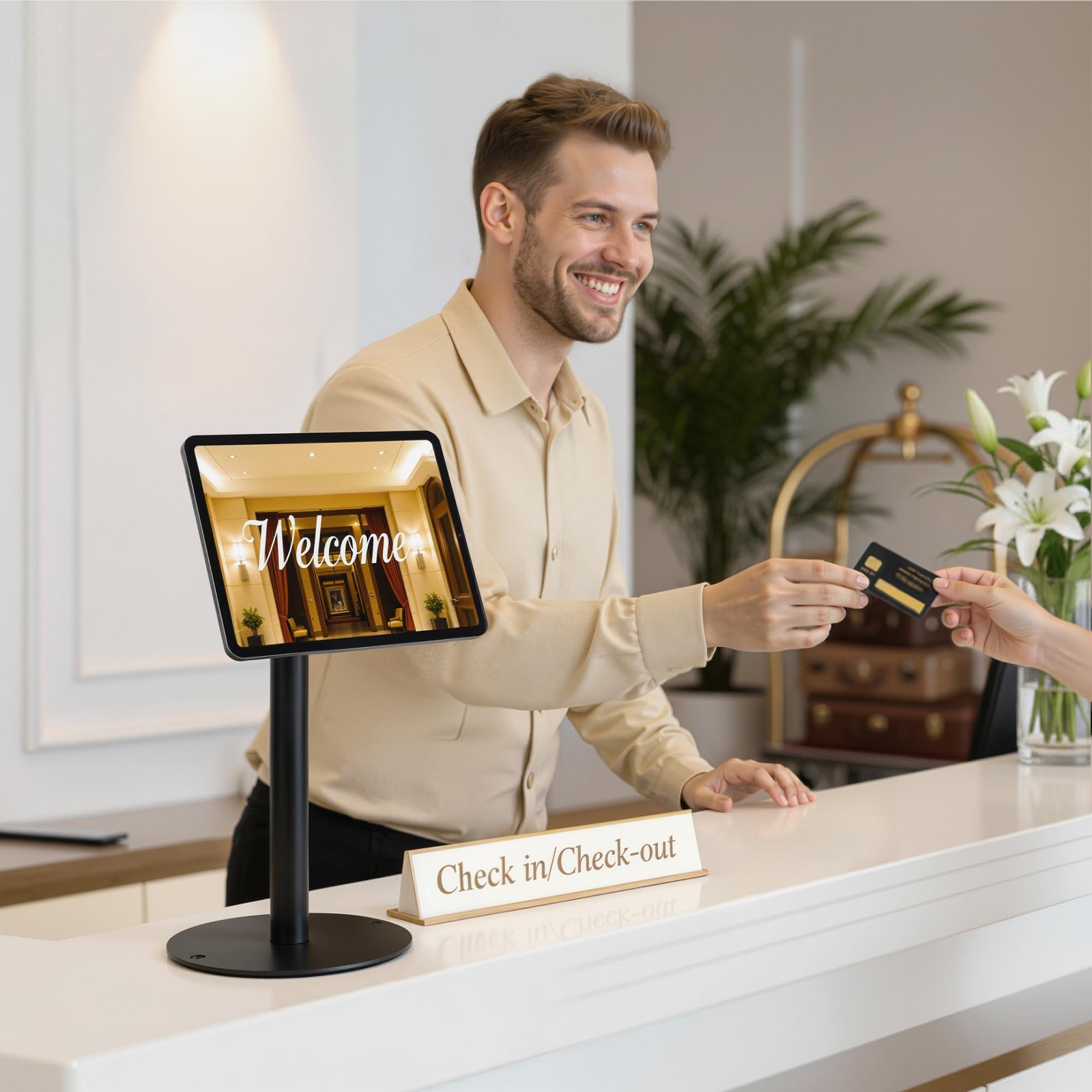 Anti-Theft Tablet Stand, Frameless Universal Tablet Kiosk with Security Lock ...